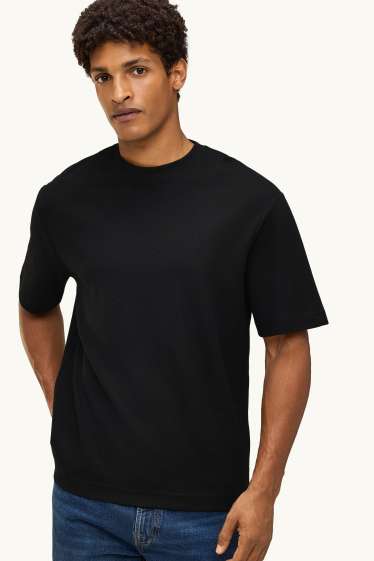 Herren - T-Shirt - Relaxed Fit - strukturiert - schwarz