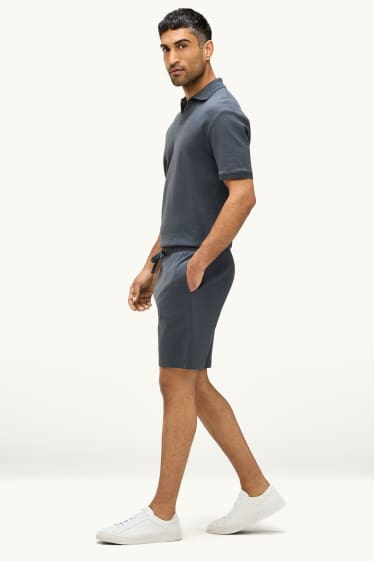 Herren - Sweatshorts - strukturiert - dunkelgrau