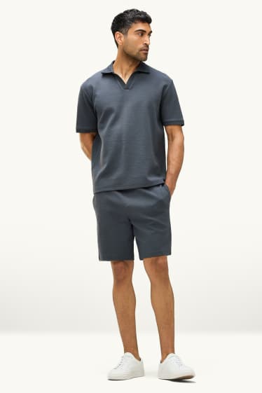 Herren - Sweatshorts - strukturiert - dunkelgrau