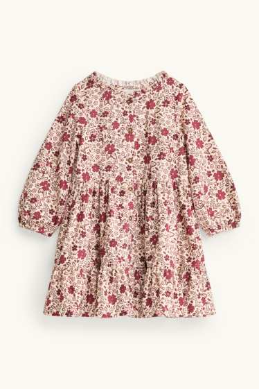 Kinderen: meisjes - Set - jurk, gilet van imitatiebont en maillot - 3-delig - bruin / roze