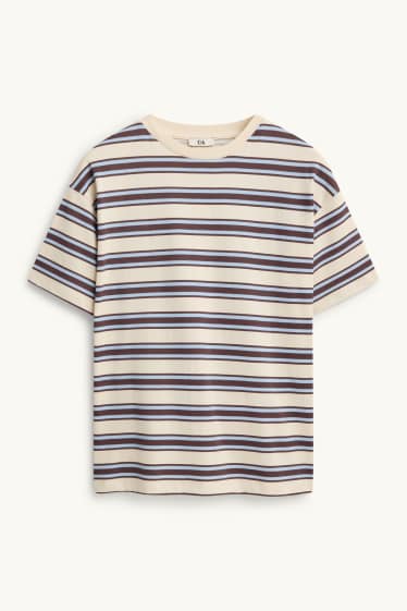 Damen - T-Shirt - Oversized - gestreift - beige / braun