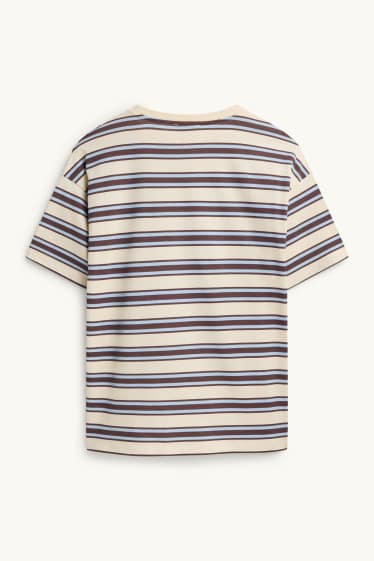 Damen - T-Shirt - Oversized - gestreift - beige / braun