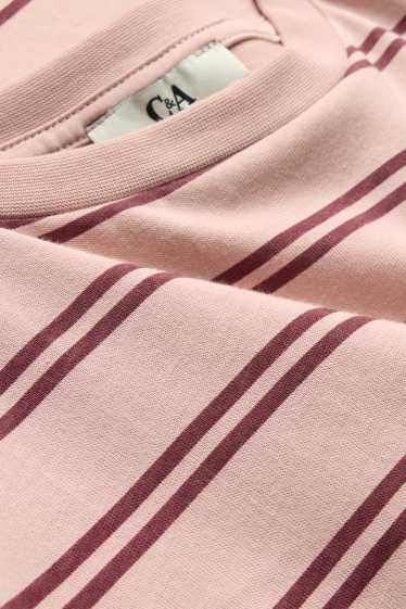 Femmes - T-shirt - Oversize - à rayures - rose / rouge foncé