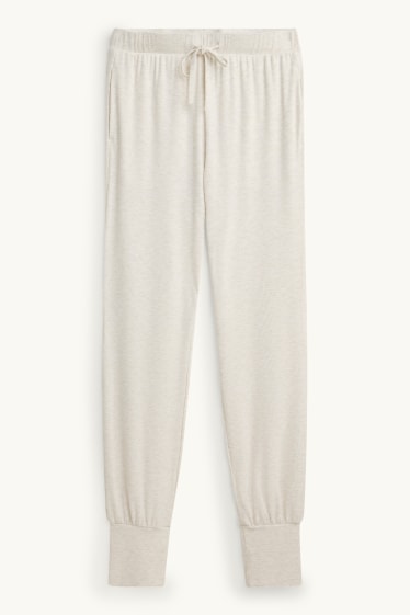 Femei - Pantaloni de pijama - reiați - bej deschis