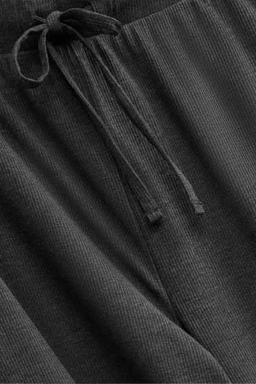 Femmes - Bas de pyjama - finition côtelée - gris foncé