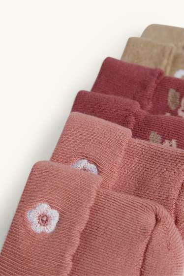 Bébés filles - Lot de 3 paires - petites fleurs - chaussettes nouveau-né à motif - rose / beige