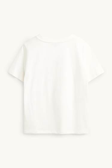 Dona - Samarreta de mànigues curtes amb perles - regular fit - blanc/negre