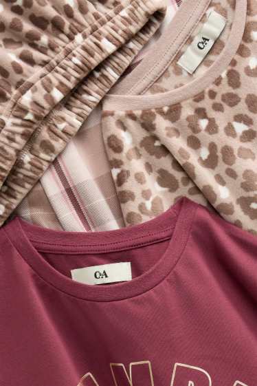 Kinderen: meisjes - Set van 2 - pyjama - 4-delig - bordeaux
