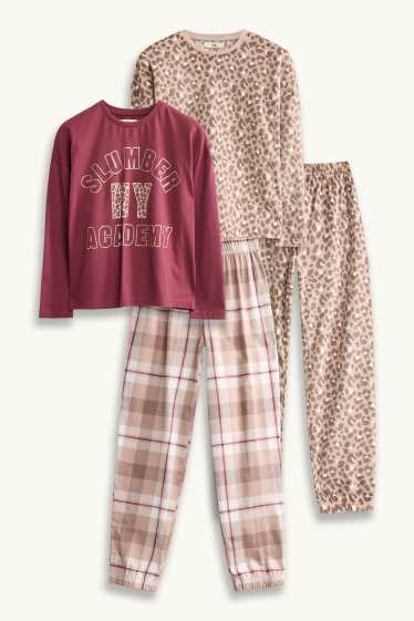 Kinderen: meisjes - Set van 2 - pyjama - 4-delig - bordeaux