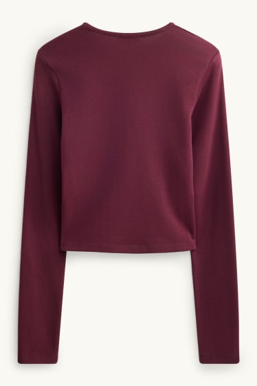Damen - Langarmshirt - Slim Fit - bordeaux