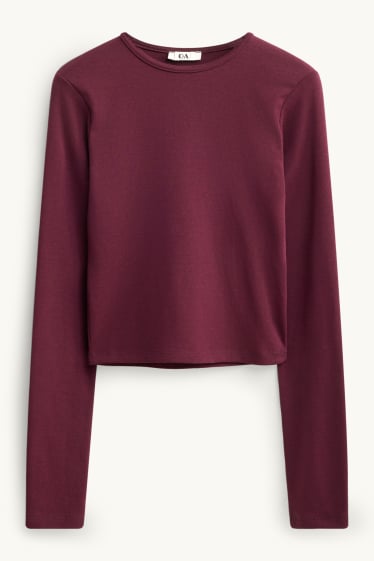 Damen - Langarmshirt - Slim Fit - bordeaux
