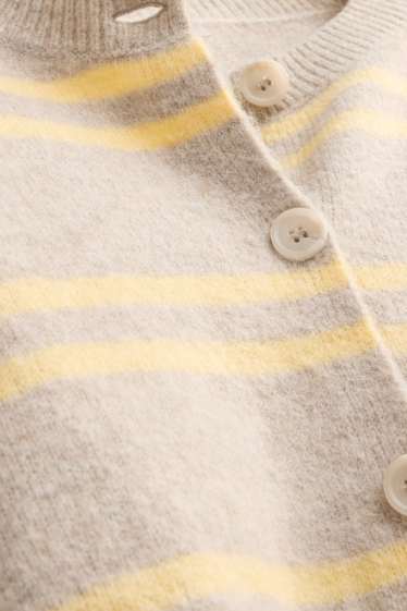 Femei - Cardigan tricotat - cu dungi - maro / galben