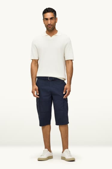 Herren - Cargo-Bermudas mit Gürtel - blau