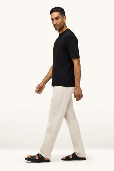 Men - Trousers - regular fit - linen blend - light beige