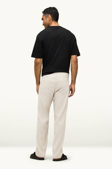 Men - Trousers - regular fit - linen blend - light beige