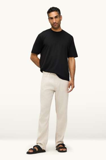 Men - Trousers - regular fit - linen blend - light beige