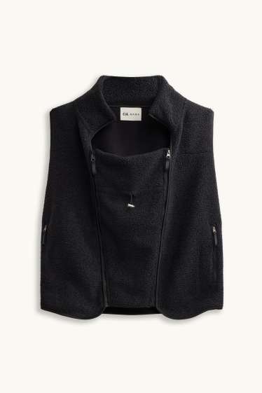 Dames - Zwangerschapsvest van fleece - met babydraagzak - zwart