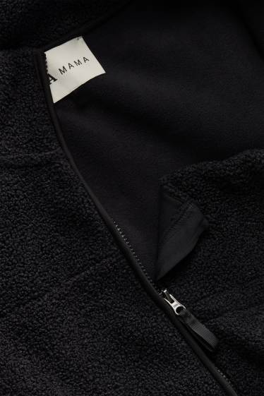 Dames - Zwangerschapsvest van fleece - met babydraagzak - zwart