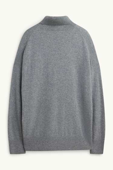 Femmes - Pull à col roulé en cachemire - gris chiné