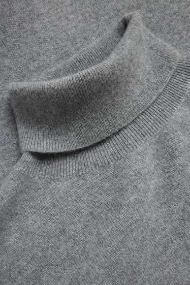 Femmes - Pull à col roulé en cachemire - gris chiné