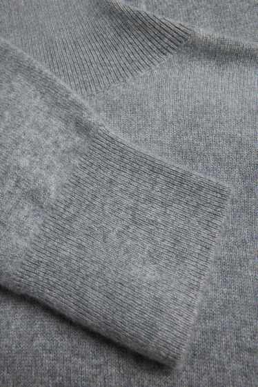 Femmes - Pull à col roulé en cachemire - gris chiné