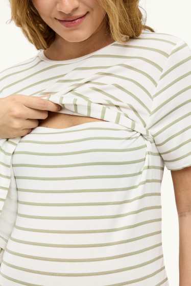 Femei - Tricou pentru alăptare - cu dungi - alb
