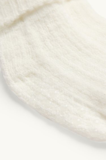 Unisex - Erstlings-Socken - gerippt - cremefarben