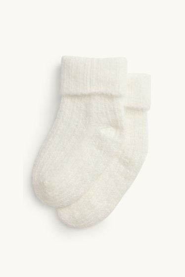 Unisex - Erstlings-Socken - gerippt - cremefarben