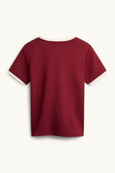 Dames - T-shirt - relaxed fit - bordeaux
