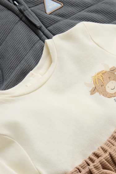 Bébés garçons - Vache - tenue bébé - 3 pièces - blanc crème