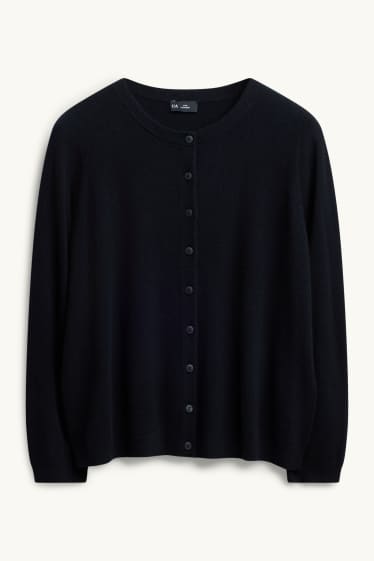 Damen - Kaschmir-Strickjacke - schwarz