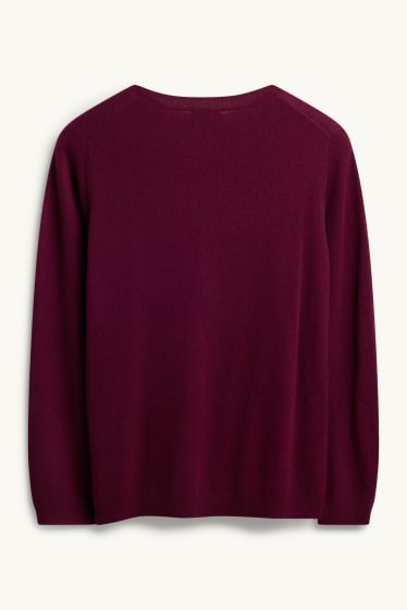 Women - Cashmere jumper - bordeaux