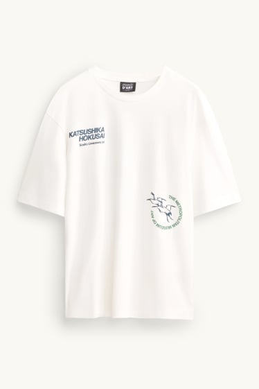 Herren - T-Shirt - Oversized - Katsushika Hokusai - weiß