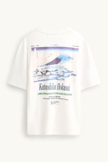 Herren - T-Shirt - Oversized - Katsushika Hokusai - weiß