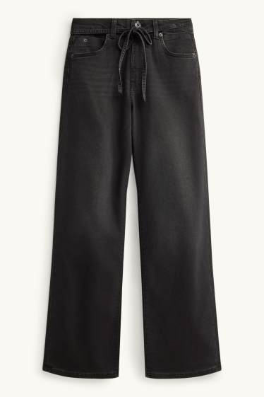 Dona - Texans wide leg - mid waist - jog denim - LYCRA® - texà gris fosc