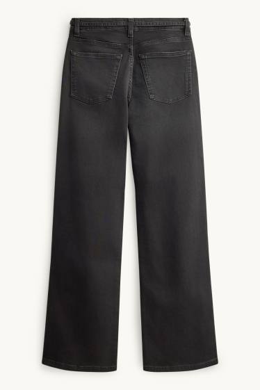 Dona - Texans wide leg - mid waist - jog denim - LYCRA® - texà gris fosc