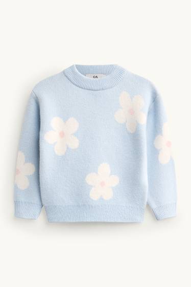 Copii - Fete - Floare - pulover - albastru deschis