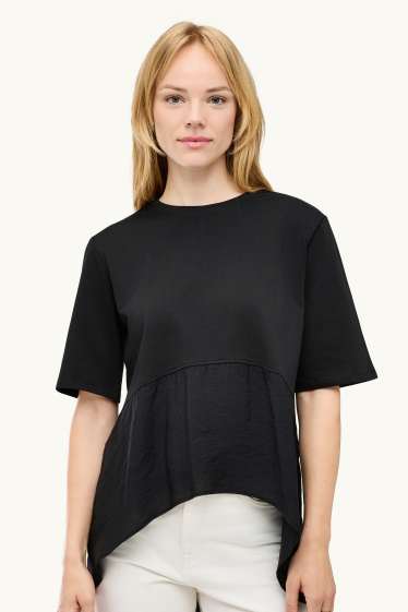 Women - T-shirt - relaxed fit - black