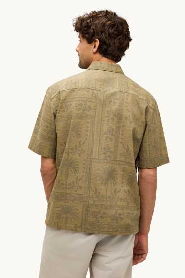 Heren - Overhemd - relaxed fit - reverskraag - met patroon - kaki