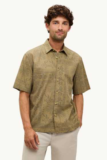 Heren - Overhemd - relaxed fit - reverskraag - met patroon - kaki
