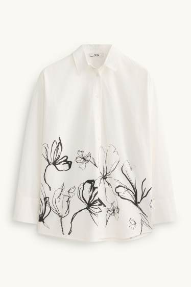 Femmes - Chemisier - à fleurs - blanc