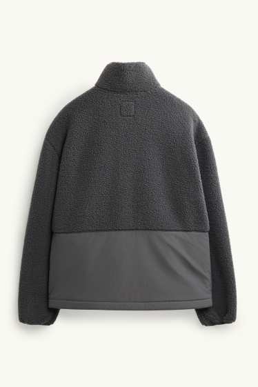Home - Jaqueta de teixit polar - negre
