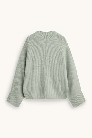 Damen - Strickpullover - gerippt - hellgrün