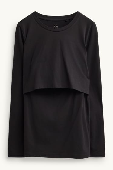 Donna - Maglia a maniche lunghe per allattamento - nero