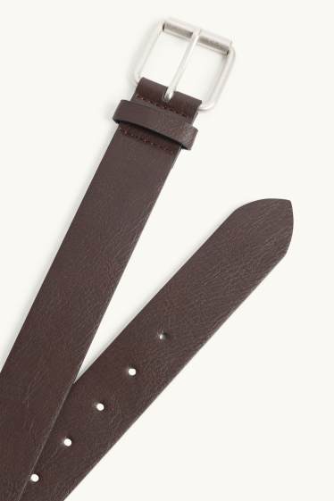 Hommes - Ceinture - matière synthétique - marron foncé