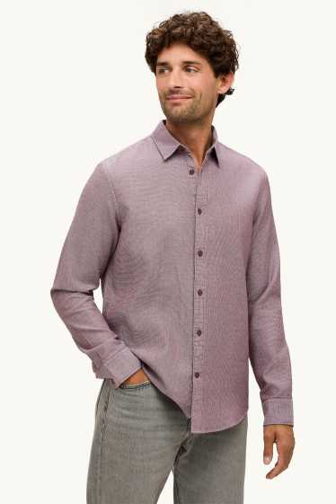 Home - Camisa - regular fit - Kent - texturada - vermell