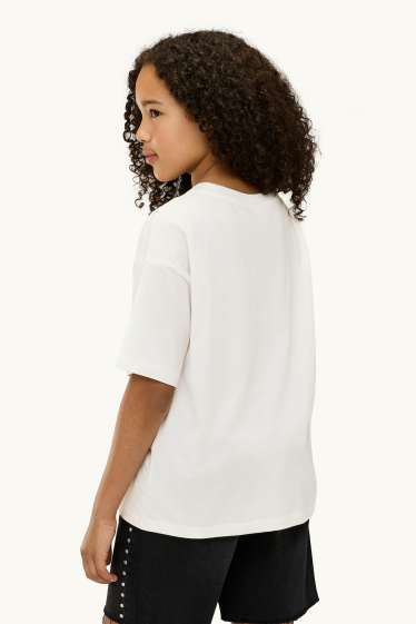 Children Girls - Cinnamoroll - short sleeve T-shirt - shiny - white