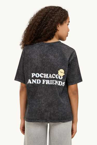 Niñas - Pochacco - camiseta de manga corta - brillos - gris oscuro