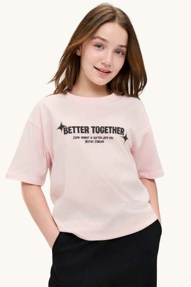 Kinder Mädchen - Bärchen - Kurzarmshirt - Oversized - rosa