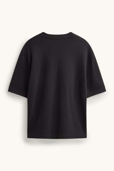 Herren - T-Shirt - Oversized - gerippt - schwarz